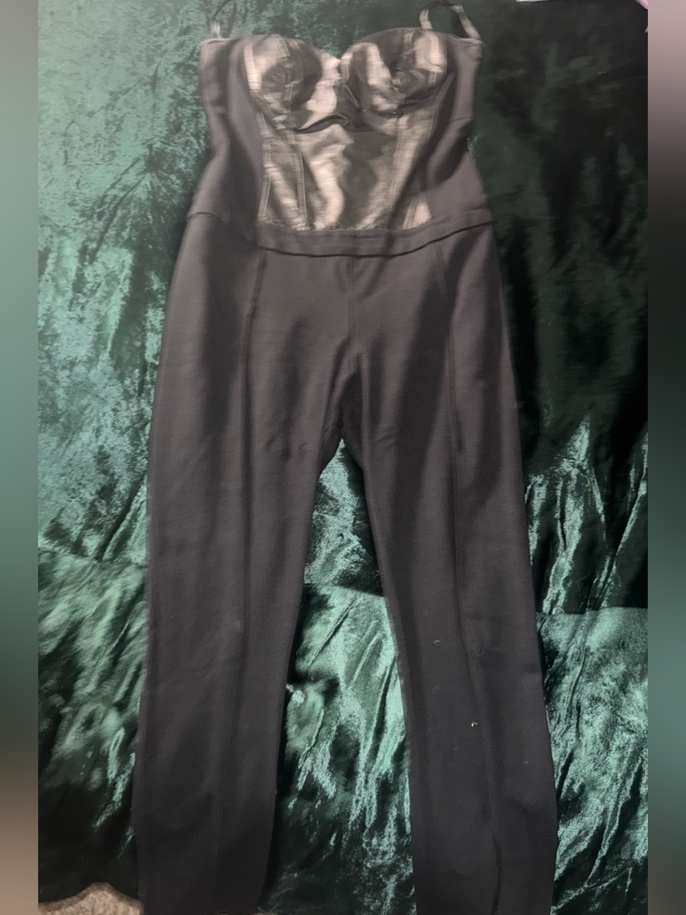bebe Black jumpsuit Pants with Faux-Leather Front Panel